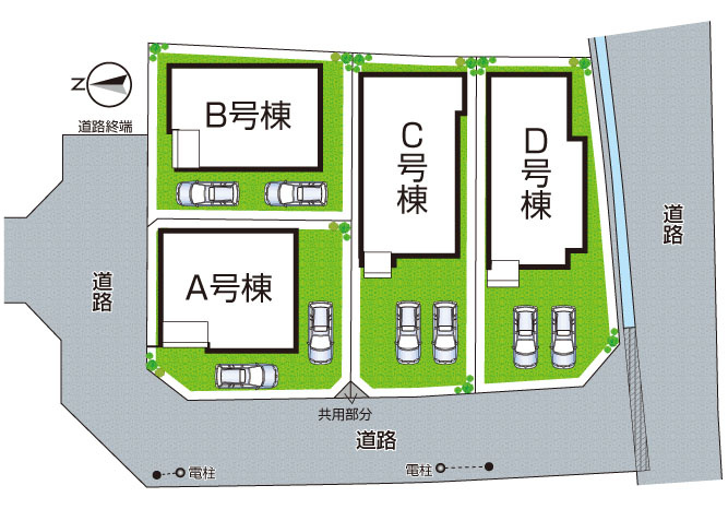 羽曳野市樫山　新築一戸建ての区画図|全４区画