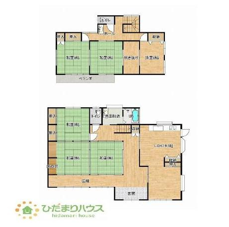 【間取り】 | 筑西市桑山　中古戸建 | 6LDKで誰かが泊まりに来ても安心！