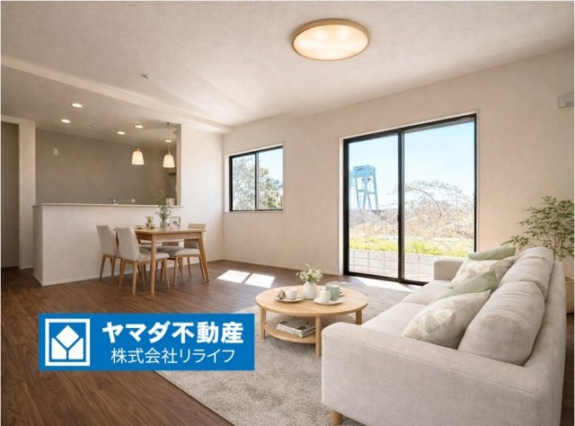 リーブルガーデン　安八郡安八町氷取第1　全2区画分譲の居間・リビング|※家具はCGによるイメージ　明るい日差しをふんだんに取り込んだリビングダイニングは家族の笑顔につつまれた素敵な空間になります。
