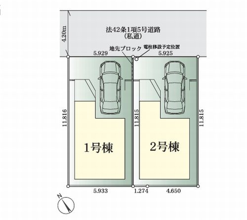 【仲介手数料０円】相模原市中央区小町通1期　新築一戸建て　全2棟の区画図|相模原市中央区小町通1期　新築一戸建て　全2棟