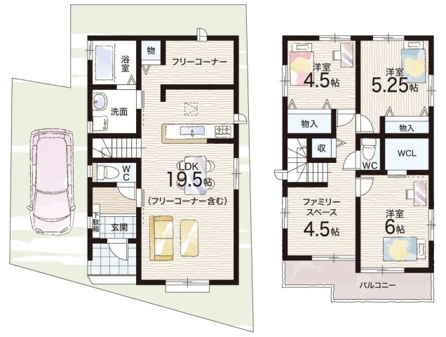 羽曳野市郡戸　新築一戸建ての間取り|A号地