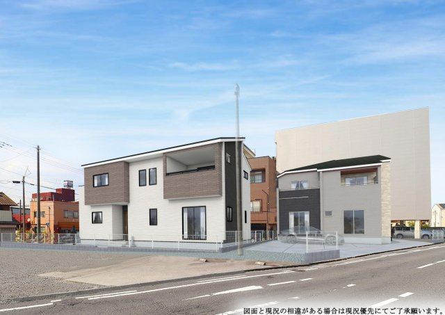 新築戸建・新築建売　郡山市本町二丁目　橘小・第三中の外観パース|完成予想図