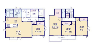 【間取り】 | ハートフルタウン宇都宮市鶴田町97番　A号棟 | 全室南向きで陽当たりの良い間取りです