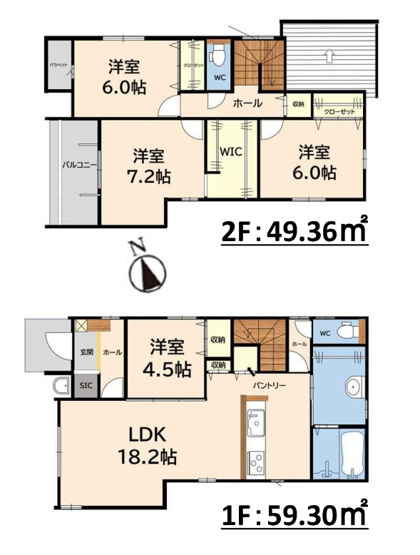 【間取り】 | 春日市須玖南7丁目1期　3号棟（全3棟）【仲介手数料無料・0円】 | 平日、土日祝日もお好きな日時にご見学可能です。お気軽にお問合せ下さい。