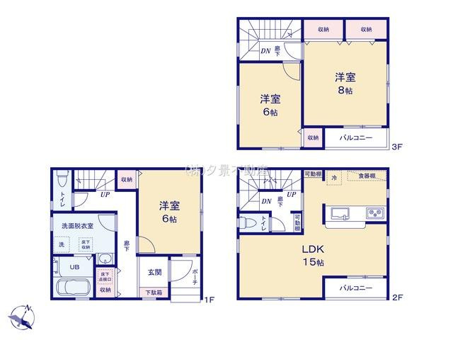 《仲介手数料無料》浦和区領家５丁目10-15新築一戸建てリーブルガーデンの間取り