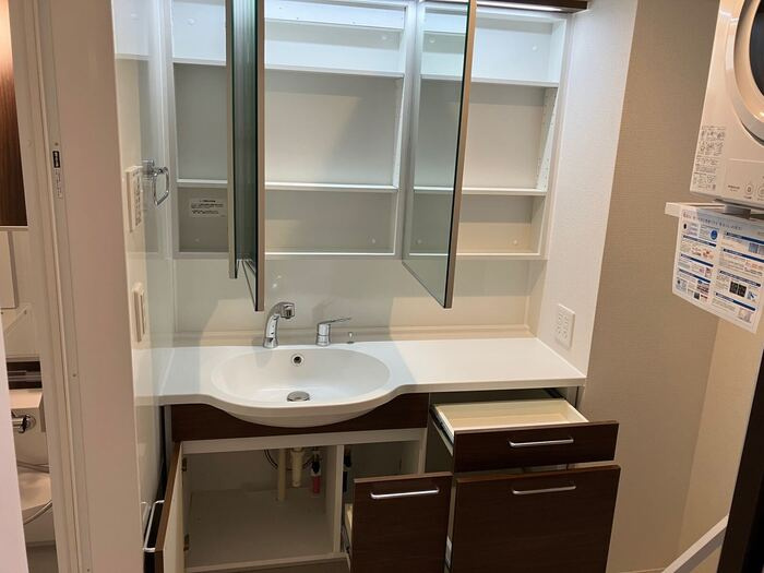 泉大津市東豊中町２丁目のハイツの洗面所|使いやすい洗面所です