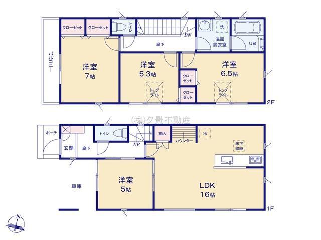 《仲介手数料無料》浦和区大東２丁目23-5新築一戸建てグランパティオの間取り