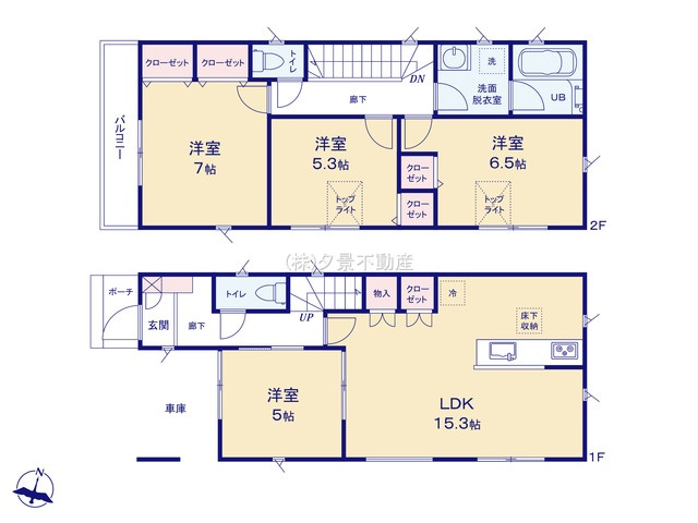 《仲介手数料無料》浦和区大東２丁目23-5新築一戸建てグランパティオの間取り