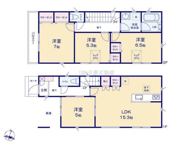《仲介手数料無料》浦和区大東２丁目23-5新築一戸建てグランパティオの間取り