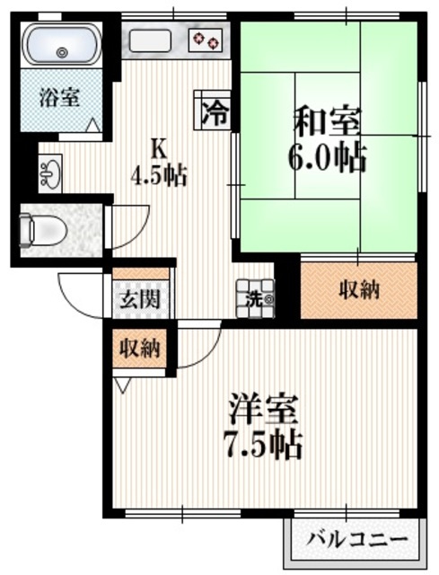 シティハイム　ソファレAの間取り|角部屋