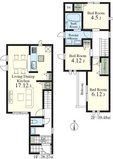 練馬区南田中4丁目　新築一戸建　西武池袋線　石神井公園の間取り