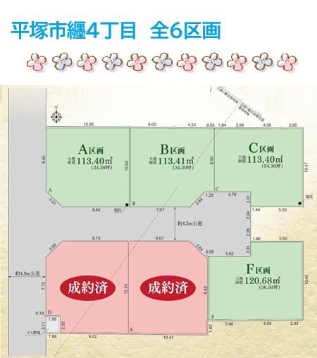 【区画図】 | 【A区画】　南側道路の「角地」のため日当り・通風良好です◎　
24時間営業で便利な「マックスバリュ平塚河内店」まで徒歩2分とお買い物も楽々♪