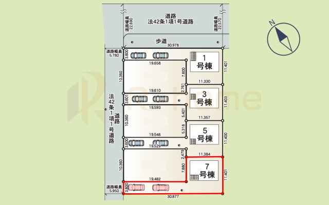 土浦市生田町第4　新築戸建て　7号棟の区画図|大きなお買い物だからこそ、メリット・デメリットを伝えさせて頂きます。
R-homeにお任せください♪