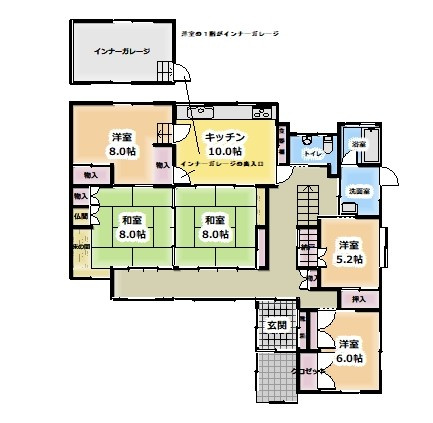 【間取り】 | 米沢市下花沢３丁目　二階建て中古住宅 | １階