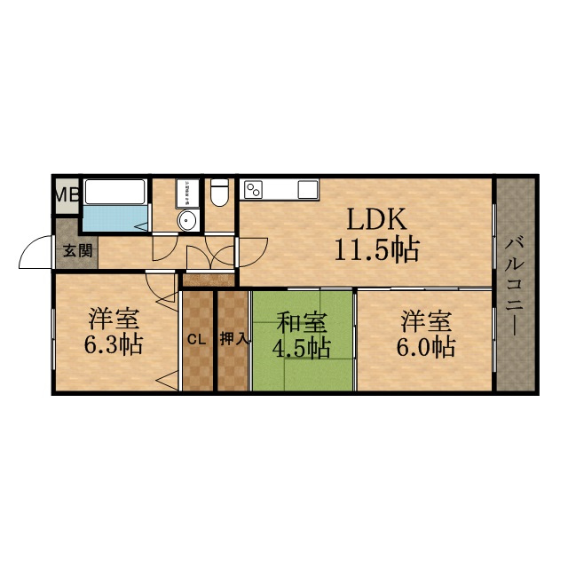 宝塚市安倉南１丁目の賃貸マンションの間取り
