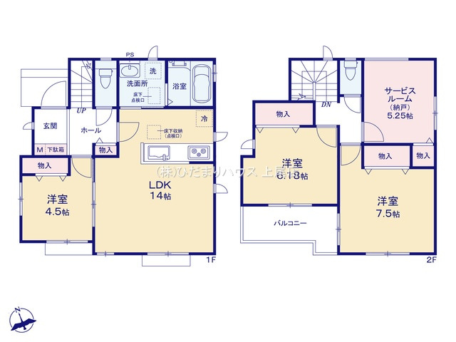 見沼区東大宮6丁目48番　新築戸建　ハートフルBの間取り