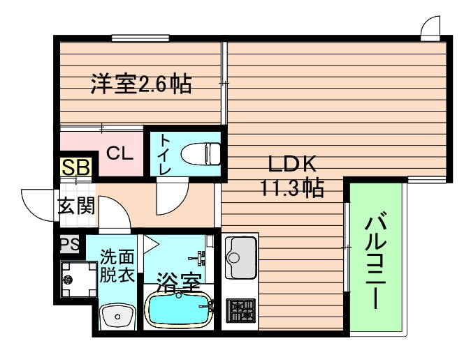 大阪市城東区東中浜５丁目の賃貸マンションの間取り