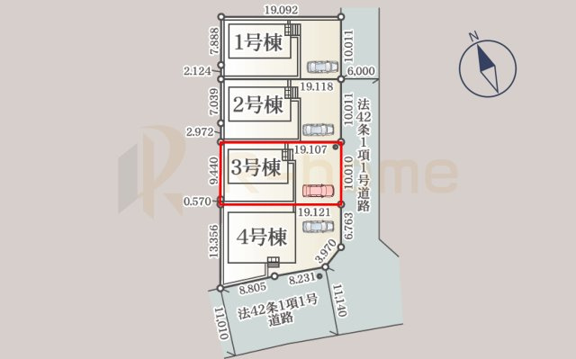 ひたちなか市平磯遠原町第2　新築戸建て　3号棟の区画図|大きなお買い物だからこそ、メリット・デメリットを伝えさせて頂きます。
R-homeにお任せください♪