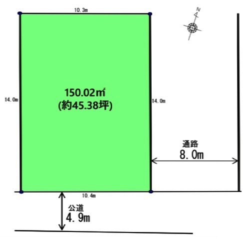 狭山市水野　建築条件なし売地　西武池袋線『武蔵藤沢駅』徒歩9分　【南小学区】の土地図