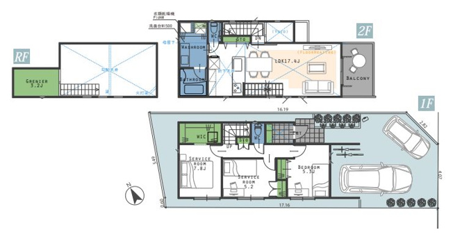 【間取り】 | 杉並区成田西１丁目　新築戸建て　１号棟 | 1LDK+2S・土地104.75ｍ2・建物94.33ｍ2