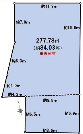 狭山市柏原　建築条件なし売地　西武新宿線『狭山市駅』バス8分　【柏原小学区】の土地図