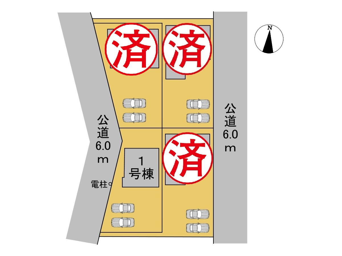 タマタウン　岐阜市上土居Ⅶ　全４区画分譲の区画図|■区画図
■YAMADA電機の　ヤマダ不動産　株式会社リライフ　
いつでもお問合わせ下さい。