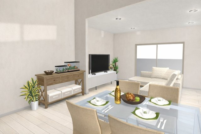 松川町3階建プラン　建築条件付土地の完成予想図|【LDK20.04帖/イメージパース】自由設計の為、内装や外壁の色もお好みで変更可能です。お客様だけのイメージパースも作成いたします♪