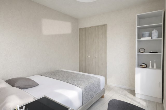 松川町3階建プラン　建築条件付土地の完成予想図|【納戸5.25帖/イメージパース】