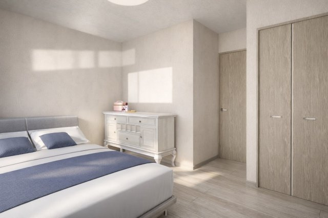 松川町3階建プラン　建築条件付土地の完成予想図|【洋室6.25帖/イメージパース】