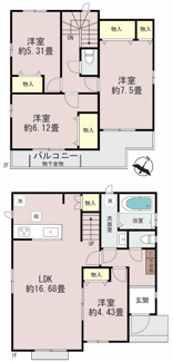 【間取り】 | 【仲介手数料無料！！】日野市落川　新築戸建て（全2棟）B号棟　5690万円 | B号棟間取図