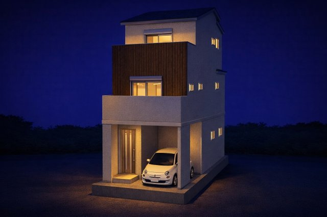 南庄所町Bプラン　建築条件付土地の外観パース|新築参考プラン：建物1699万円、建物面積91.24m2
