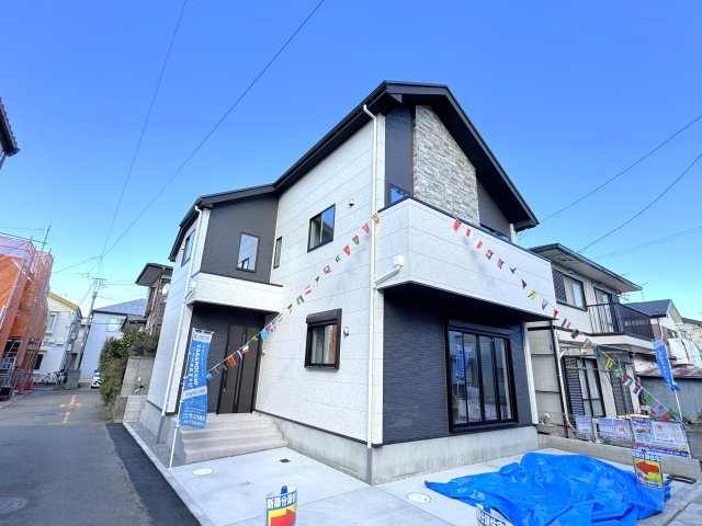 柏市今谷上町新築戸建【光ケ丘小学校：5分】の外観|完成済み内覧可能です！！