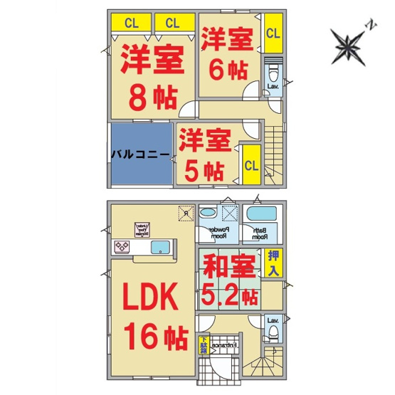 【間取り】 | 銚子市明神町1号棟 | 4ＬＤＫ　即日のご案内も対応致します。