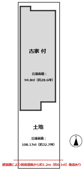【土地図】 | 堺市北区北長尾町三丁土地 | JR阪和線の快速停車駅「堺市駅」まで徒歩5分。
堺市駅商店街まで約200ｍです。
