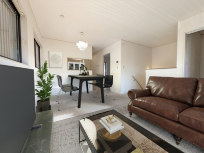 二面に窓があり明るいＬＤＫ１３．６帖（家具・家財はＣＧになります）