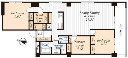 【間取り】 | 八雲スカイハイツ | 販売価格：９，９９０万円　間取り：２ＳＬＤＫ　空室（ご見学可能ですのでお気軽にお問合せください）