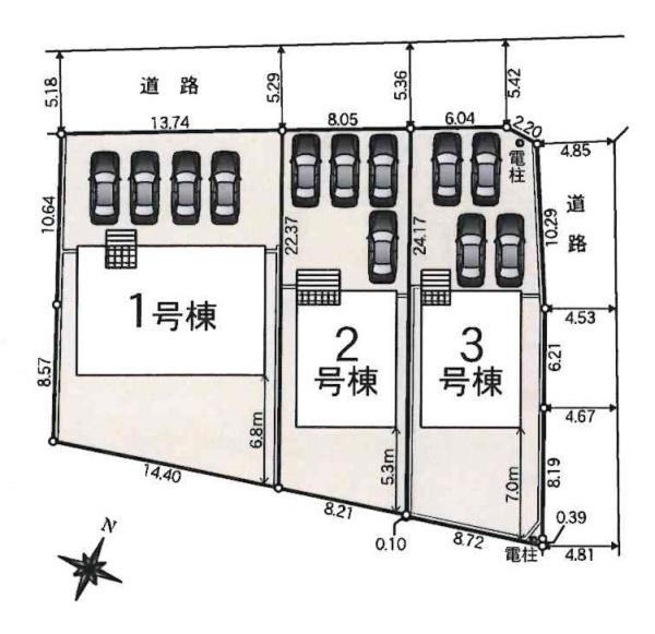 豊川市江島町第1　全3棟・1号棟の区画図