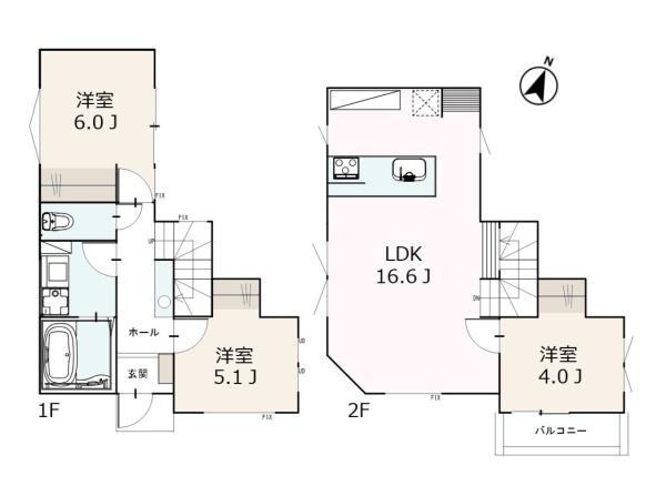 横浜市神奈川区白幡西町の新築一戸建の間取り|間取図