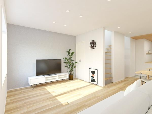 横浜市戸塚区上倉田町の新築一戸建の完成予想図|リビングイメージパース