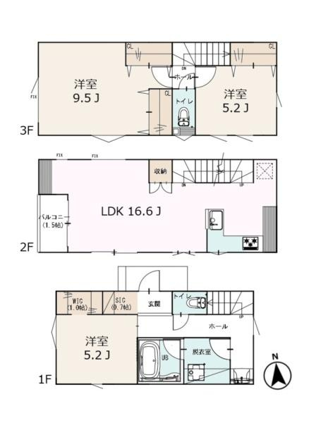 横浜市戸塚区上倉田町の新築一戸建の間取り|間取図