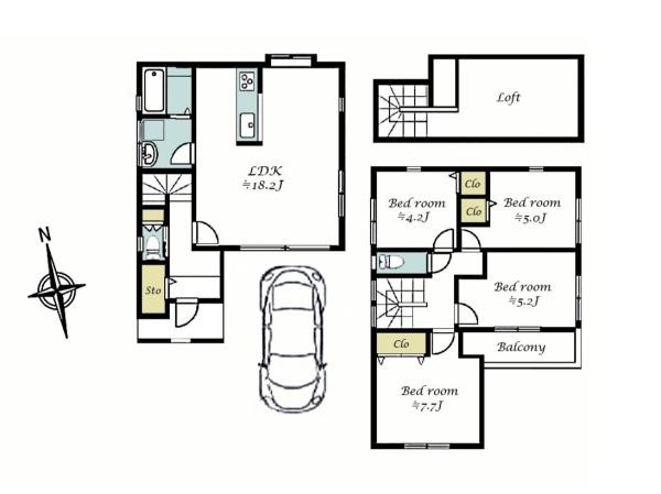 横浜市神奈川区西大口の中古一戸建の間取り