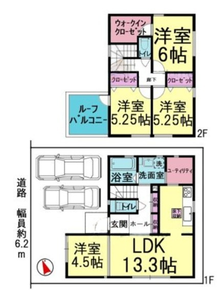 並列２台駐車可・メンテナンス多数・玉津町高津橋　中古戸建の間取り