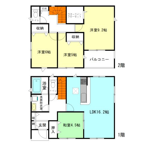 【間取り】 | クレイドルガーデン高崎市箕郷町上芝第8ー② | 全居室南向き＋ウォークインクローゼット付き4LDK！
