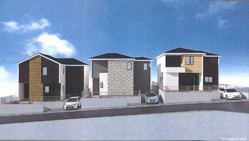 横浜市瀬谷区阿久和西4期　新築戸建全3棟の外観パース
