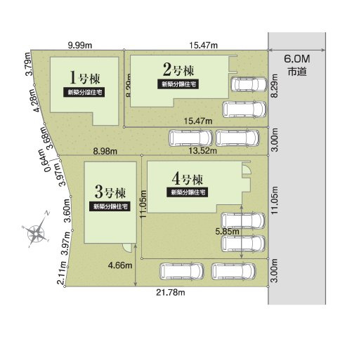 上益城郡益城町広崎第1-4棟(1号棟)の区画図|配置図（1号棟）