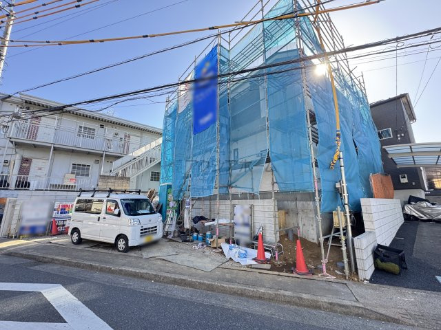 東村山市恩多町1丁目・全1棟　新築一戸建　～収納豊富～の外観|建築中写真（2026年2月19日撮影）