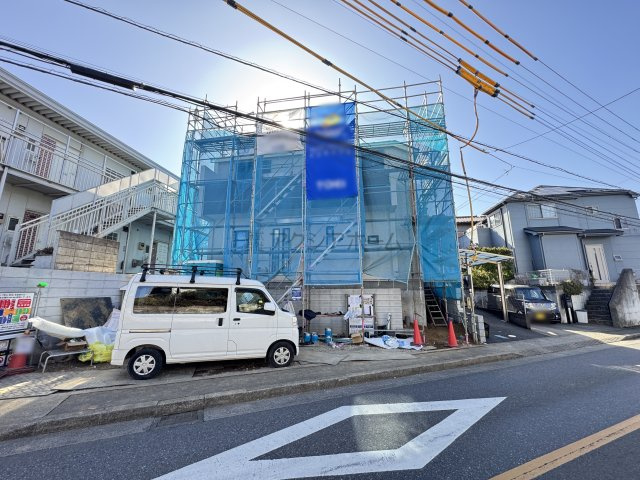 東村山市恩多町1丁目・全1棟　新築一戸建　～収納豊富～の外観|建築中写真（2026年2月19日撮影）
