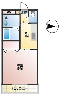 【間取り】 | エメローズ南蔵王 | １Ｋ