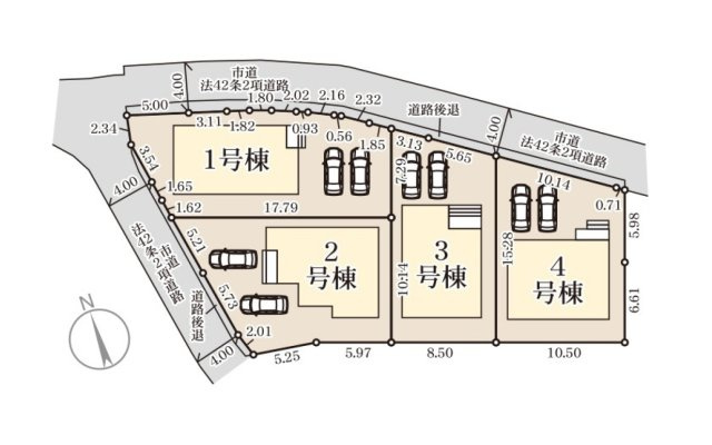 熊本市西区上代3丁目第1-4棟（3号棟）の区画図|配置図（3号棟）