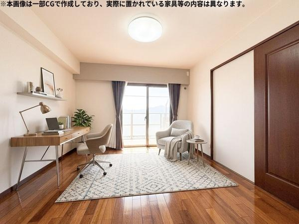 ロフティ羽屋の洋室|自然光が窓から差し込んできますので、スッキリとした明るい朝を迎えることが出来そうです♪
※本画像はCGで作成しており、実際に現地に家具は置かれておりません。また、価格に家具は含まれておりません。